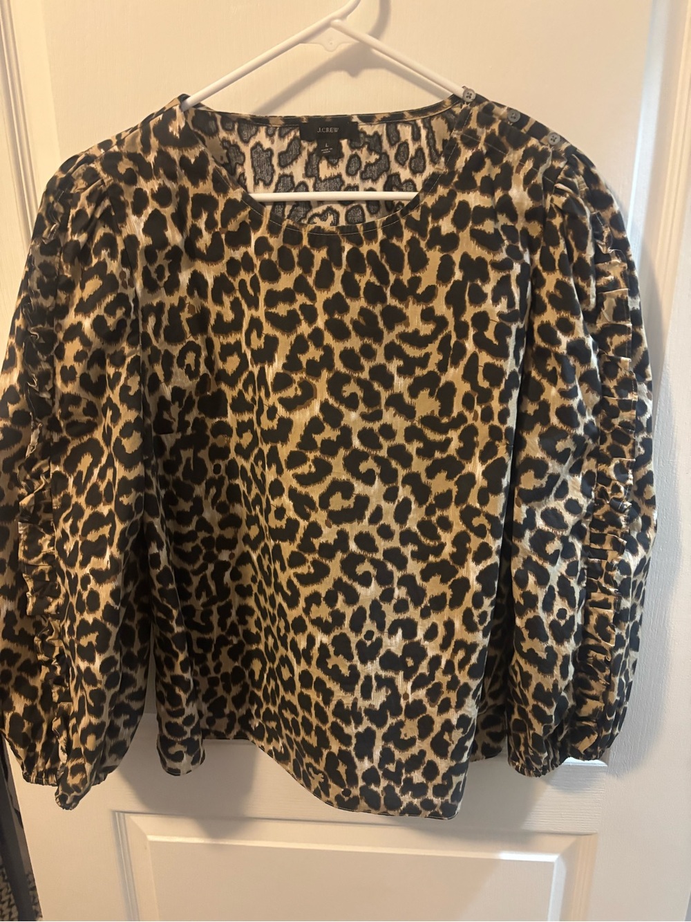 JCrew leopard blouse cotton large